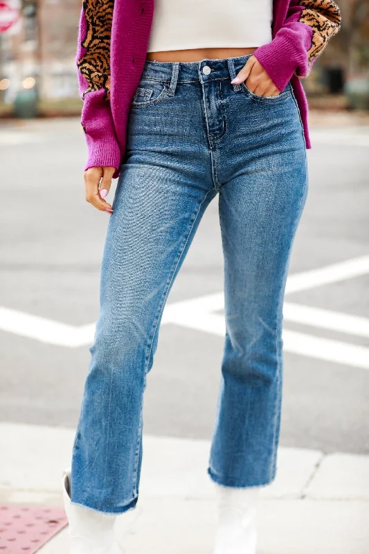 Shopping Jeans for Convenient -Coveted Coolness Medium Wash Flare Jeans