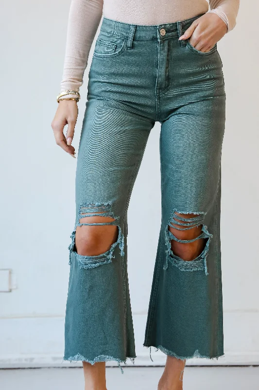 High-end Jeans for Exclusivity -FINAL SALE - Number One Choice Sage Distressed Flare Jeans