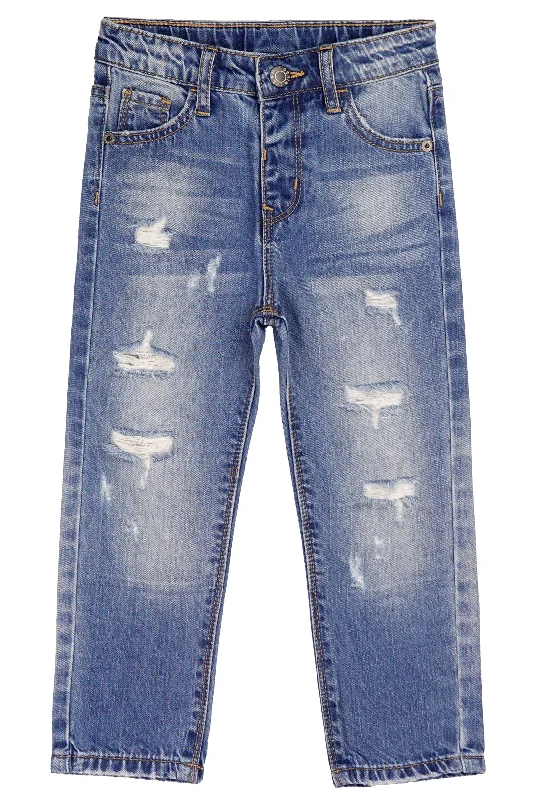 Carpenter Jeans for Function -Baby Girl Boy Elastic Band Inside Ripped Denim Pants