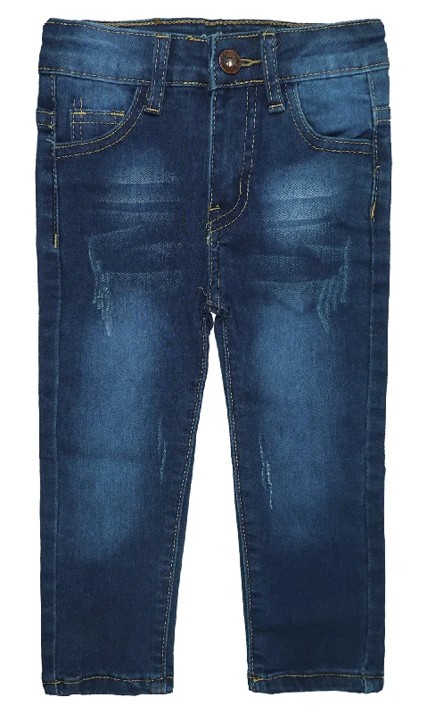 Relaxed Jeans for Comfortable -Little Girls Boys Elastic Band Ripped Straight Fit Soft Jeans