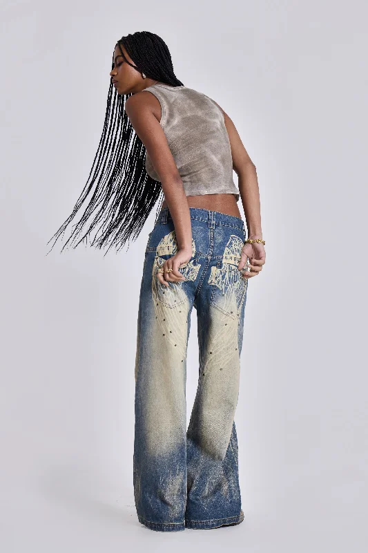 A-line Skirt Jeans for Grace -Blue Ethereal Colossus Jeans