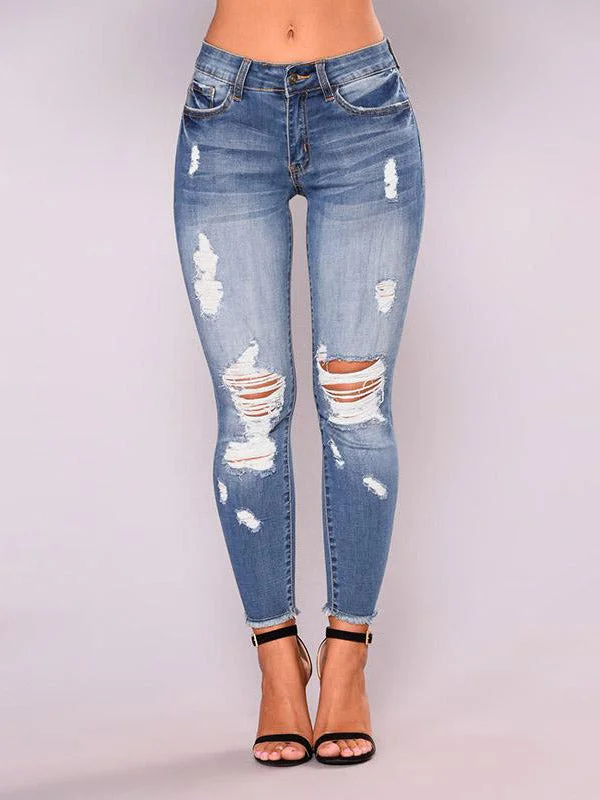 Blue Jeans for Everyday Wear -Stretch Denim Lifting Ankle Jeans