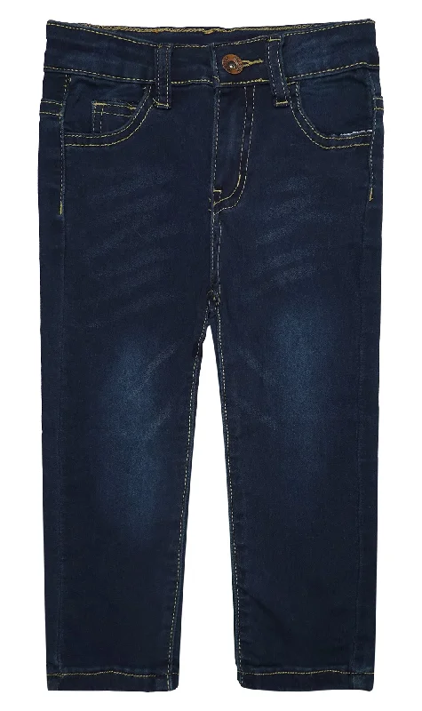 Side Pocket Jeans for Extra -Little Girls Boys Elastic Band Straight Fit Soft Denim Jeans Pants