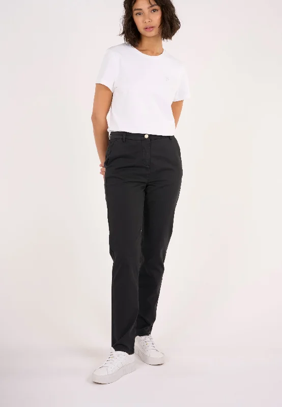 Relaxed fit pants for laid-back comfort wear -ALMA slim twill chino - Black Jet