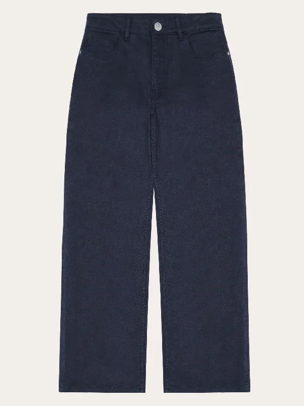 Vintage high-waisted pants for nostalgic wardrobe charm -GALE straight mid-rise garment dyed twill 5-pocket pants - GOTS/Vegan - Night Sky