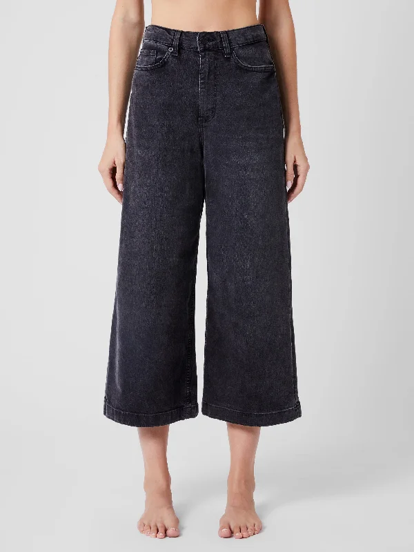 Cutoff Shorts Jeans for Fun -Stretch Denim Wide Leg Culottes 25 Inch