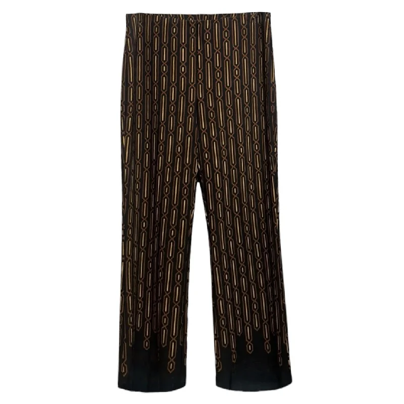 Soft jogger pants for relaxed weekend lounging -Silky Knit Geometric Print Cropped Flared Trousers By Joseph Ribkoff In Black/Multi, Size: 10