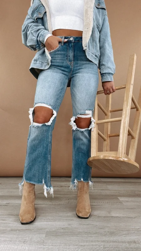 Holiday Jeans for Festive -Stevie Straight Leg Jean, Medium RISEN