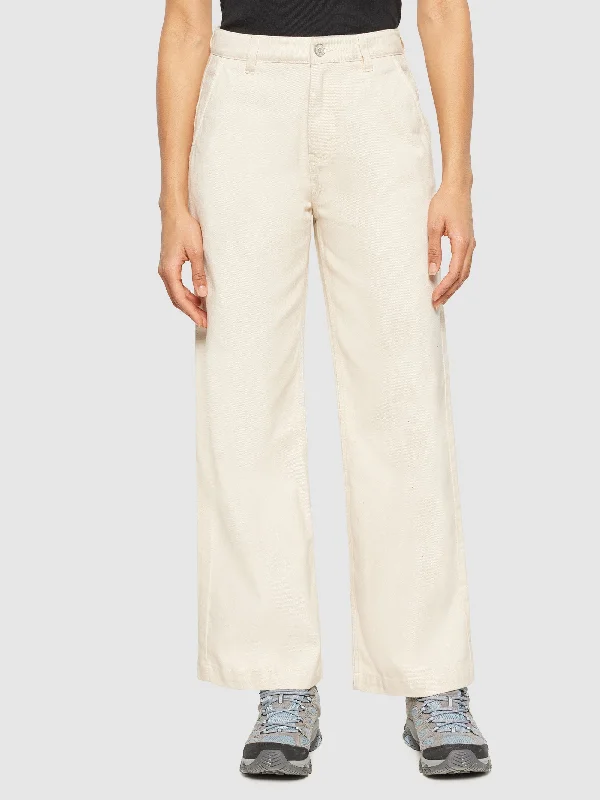 Tailored ankle pants for chic office outfits -POSEY wide mid-rise twill pant - GOTS/Vegan - Egret