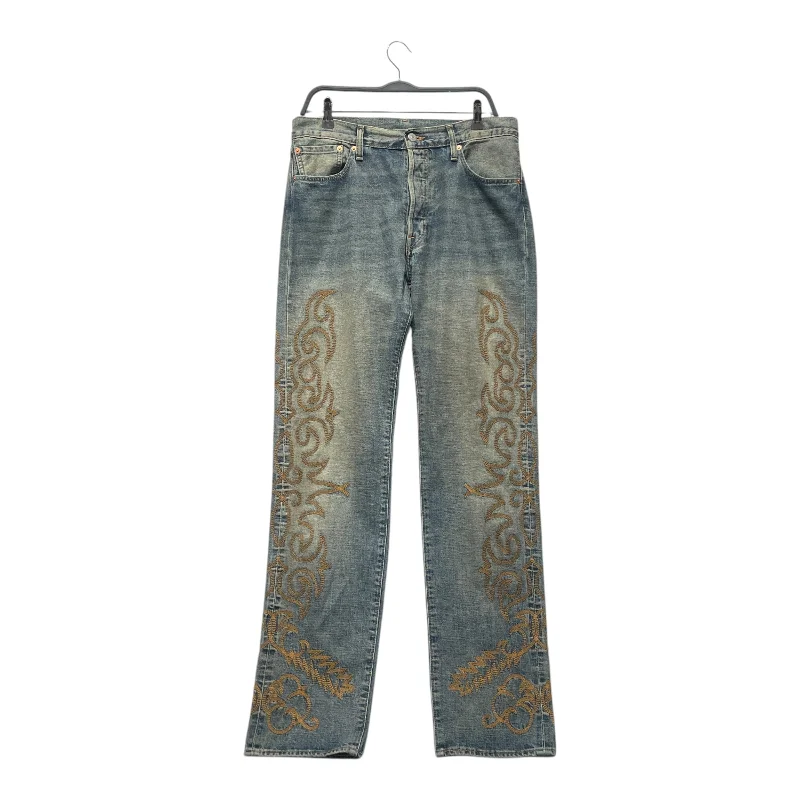 Metal Button Jeans for Classic -DENIM TEARS/Levi's/Bootcut Pants/34/Denim/BLU/All Over Print/