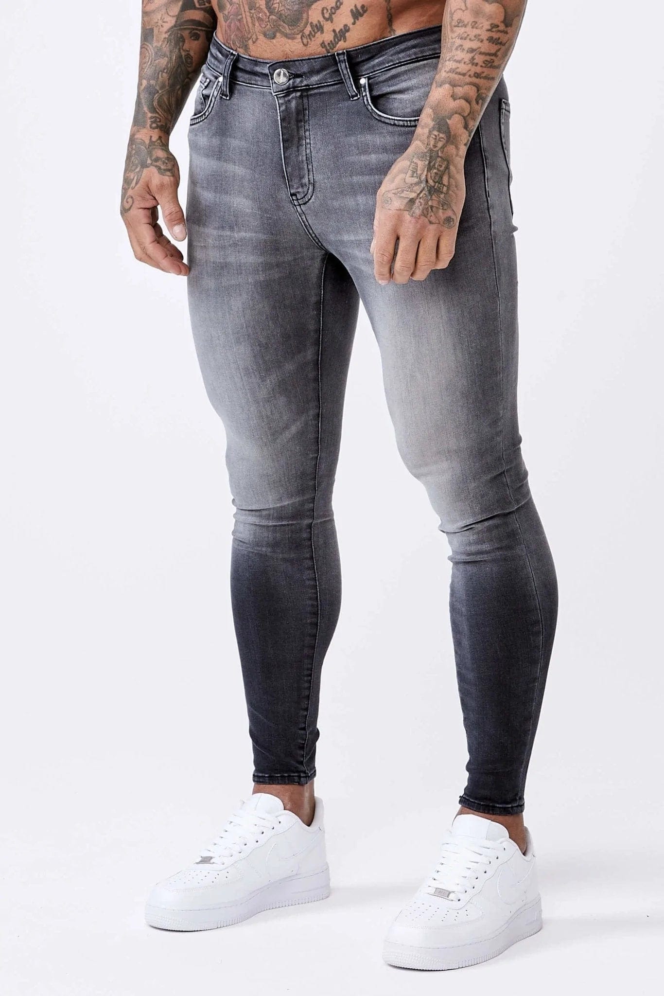 Shorts Jeans for Hot Days -SKINNY FIT JEANS - WASHED LIGHT GREY