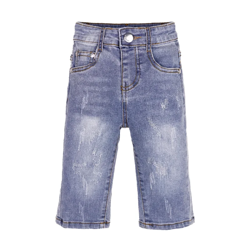 Skinny Jeans for Slim Fit -Ripped Holes Stone Washed Soft Slim Kids Jeans