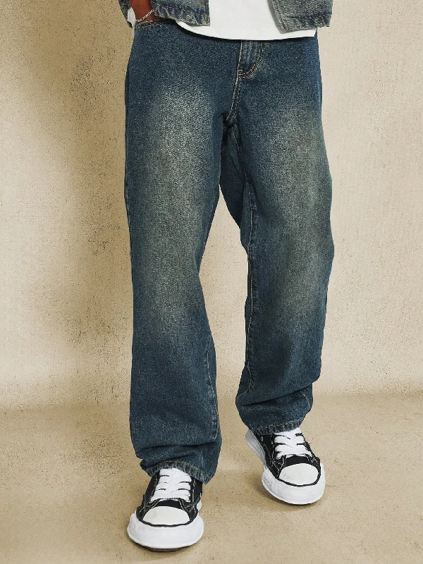 High-end Jeans for Exclusivity -Straight Fit Washed Denim Jean