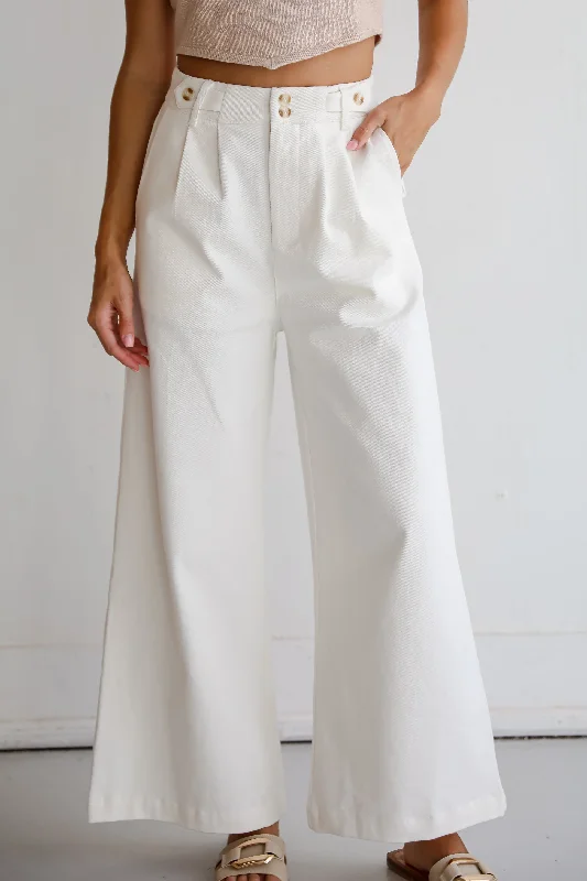 Maxi Skirt Jeans for Elegant -FINAL SALE - Posh Intent Ivory Wide Leg Trouser Jeans