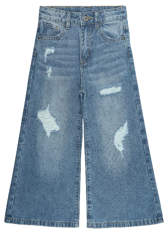 Skinny Jeans for Slim Fit -Flare Girl Ripped Wide Leg Summer Denim Pants Jeans