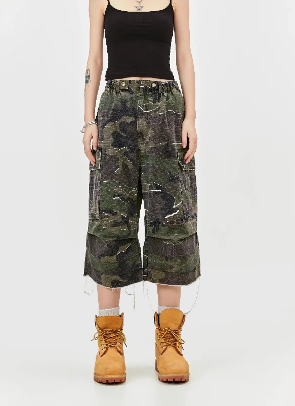 High-rise denim shorts for women with a flattering cut and modern style-Camouflage Flap Pocket Shorts