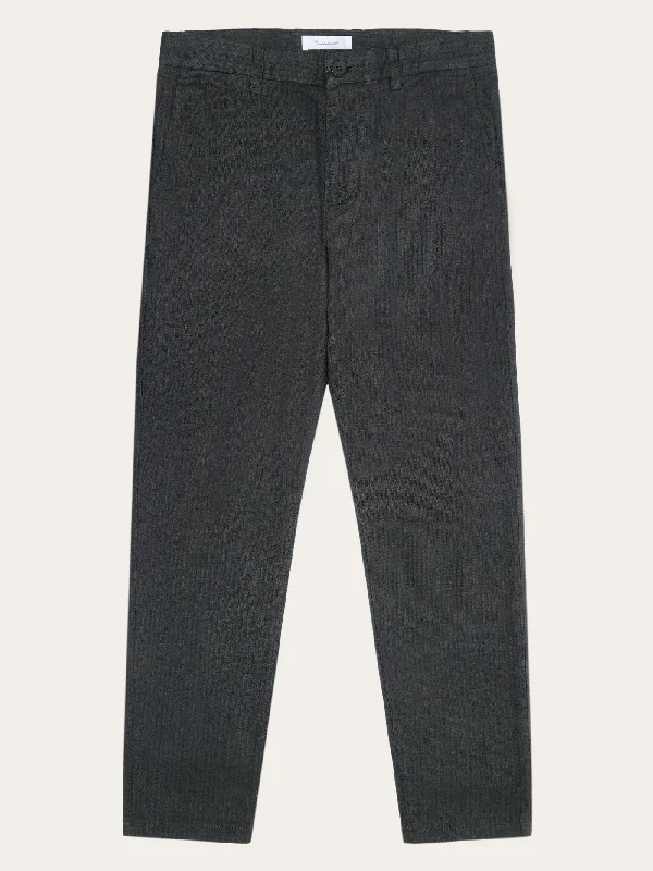 Lightweight cargo pants for summer camping trips -CHUCK regular flannel herringbone chinos - GOTS/Vegan - Gray Pinstripe