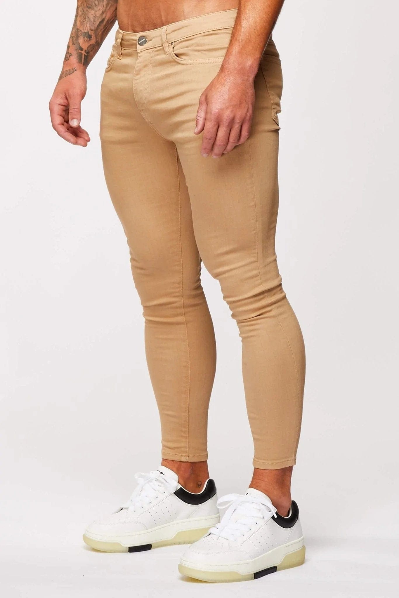 Cargo Jeans for Utility -SKINNY FIT JEANS - BEIGE