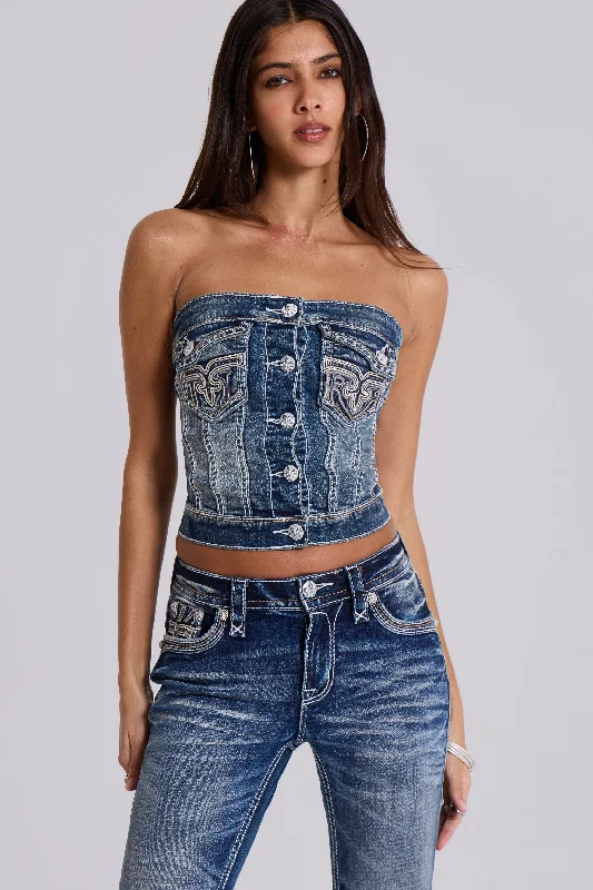 Denim Jeans for Durability -Rock Revival Denim Corset Top