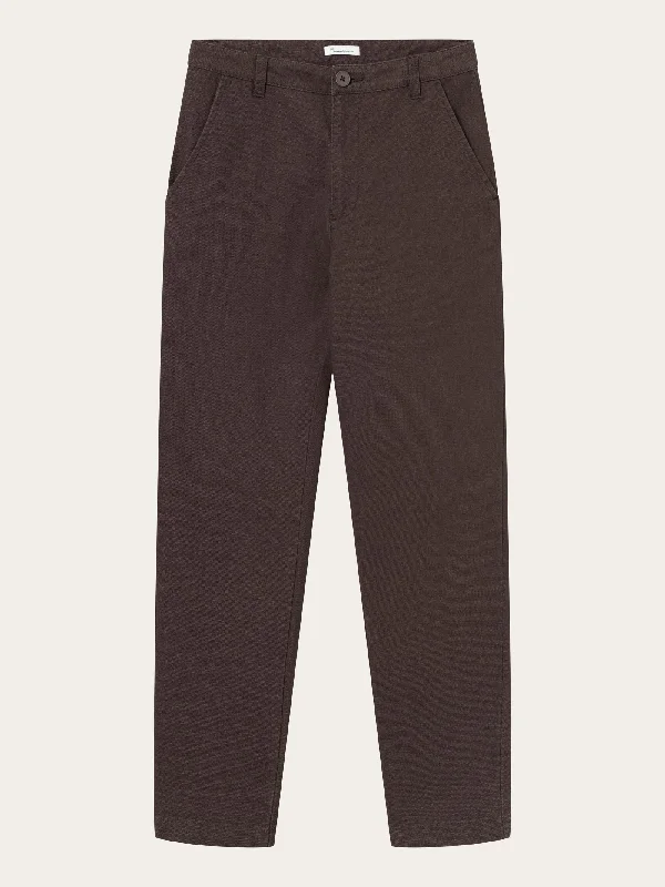 Lightweight linen pants for beach vacation style -IRIS mom mid-rise chino - Chocolate Plum