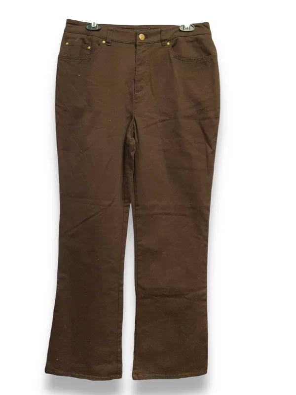 Soft velvet pants for cozy holiday outfits -Pants Cargo & Utility By Jones New York In Brown, Size: 10