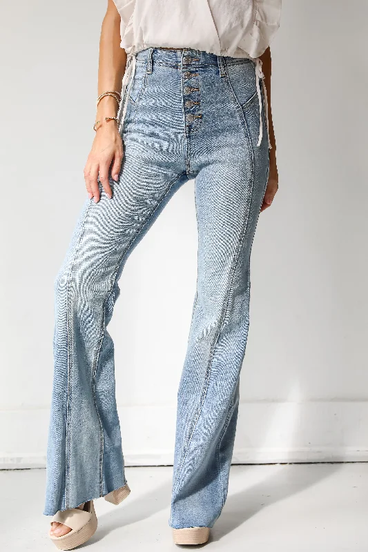 Printed Jeans for Pattern -Ellie Medium Wash Flare Jeans