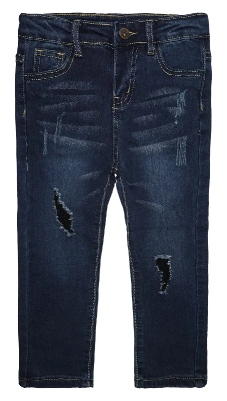 Anniversary Jeans for Special -Little Boys Elastic Band Ripped Stretchy Soft Slim Denim Pants Jeans