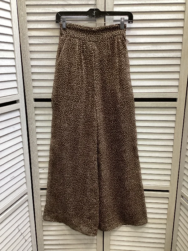 Elegant palazzo pants for formal party outfits -Pants Wide Leg By H&m In Brown & Cream, Size: 2