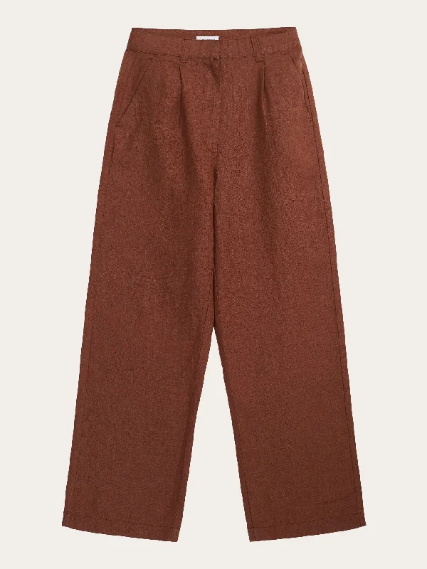 Tailored slim pants for polished business looks -Loose natural linen pants - Tiramisu