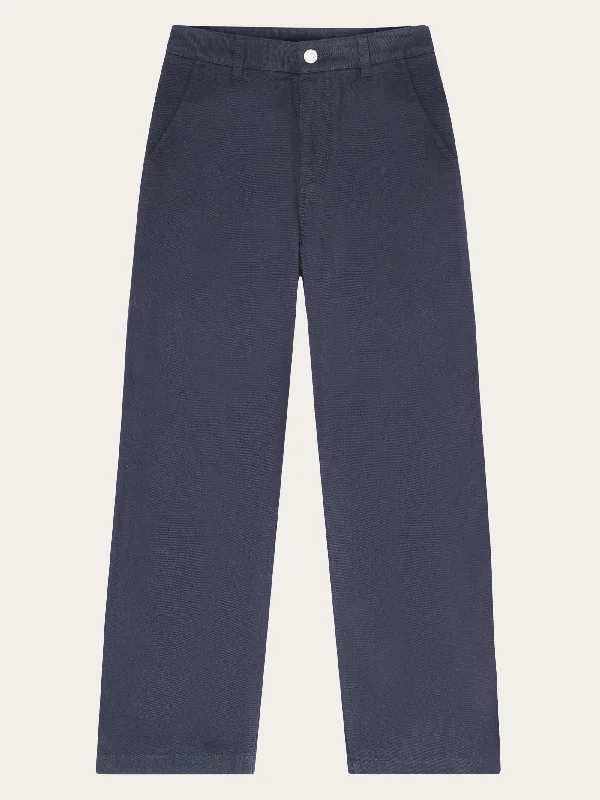 Heavy-duty work pants with tool pocket storage -POSEY wide mid-rise twill pant - GOTS/Vegan - Night Sky