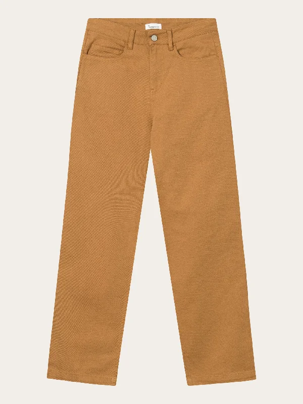 Flowy culottes pants for breezy summer style -CHLOE barrel high-rise twill 5-pocket pants - Brown Sugar