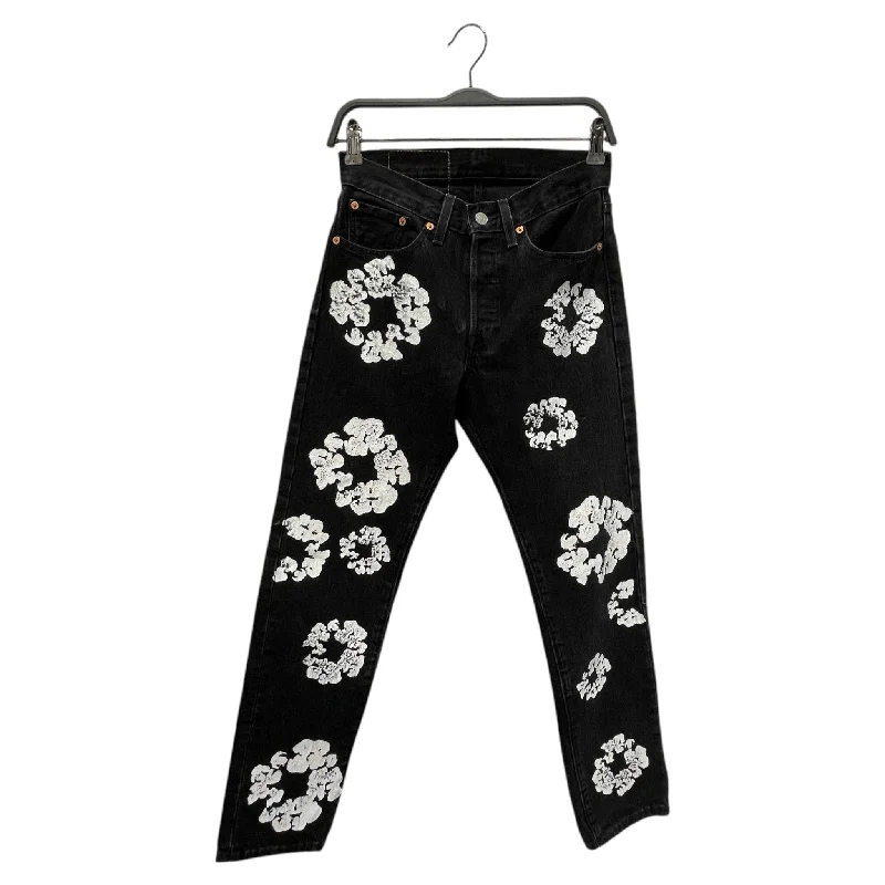 Cargo Jeans for Utility -DENIM TEARS/Straight Pants/27/Denim/BLK/All Over Print/Cotton Wreath