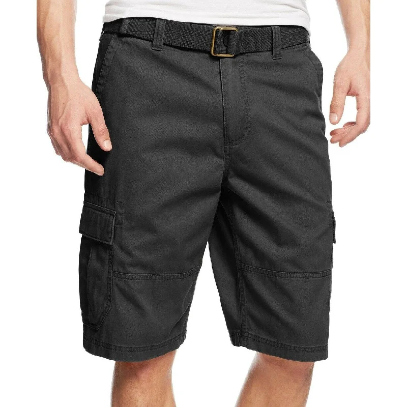 Best beach shorts for men with tropical prints and stretchable fabric for comfort-American Rag Men's Belted Relaxed Cargo Shorts Gray Size 30 Regular - 30 Regular