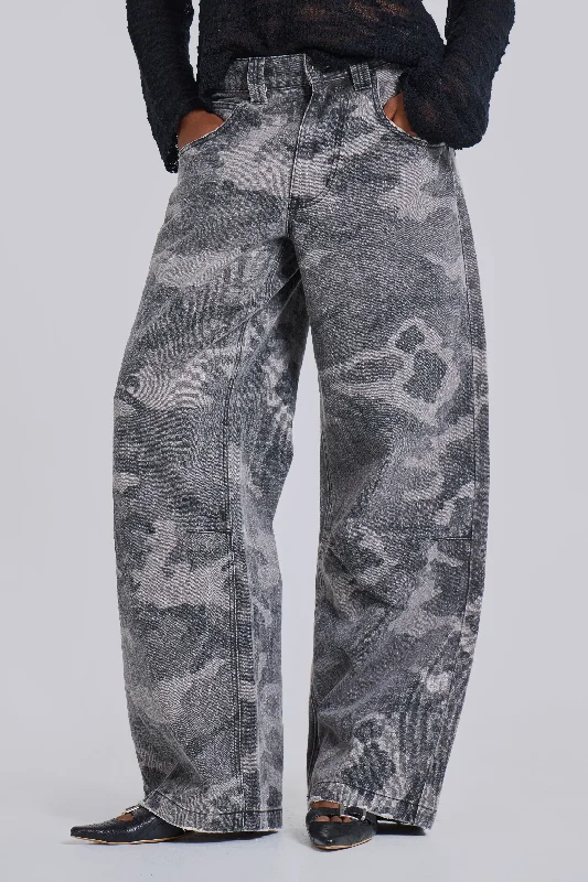 Decorated Back Pocket Jeans for Style -Camo Fade Colossus Jeans