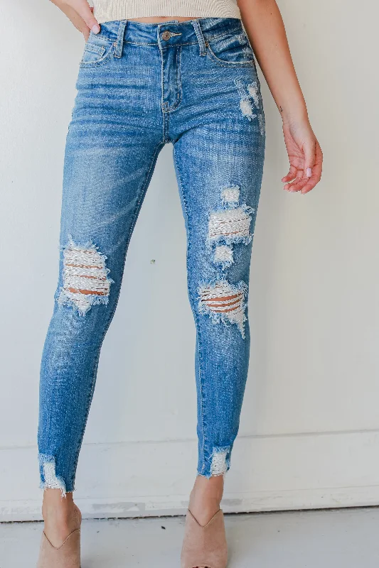 Flare Jeans for Retro Vibe -Finley Distressed Skinny Jeans