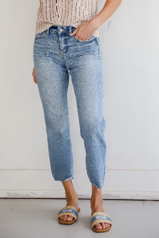 Denim Jeans for Durability -Regina Light Wash Distressed Straight Leg Jeans