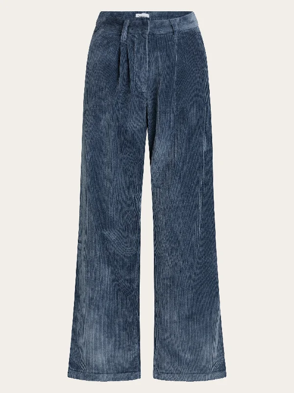 Breathable cotton pants for all-day summer ease -POSEY loose corduroy pant - China Blue