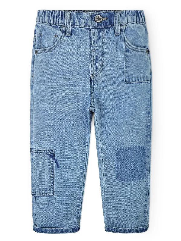 Bootcut Jeans for Flattering -Baby Little Boys Jeans, Girls Elastic Waist Adjustable Ripped Patchworked Denim Pants