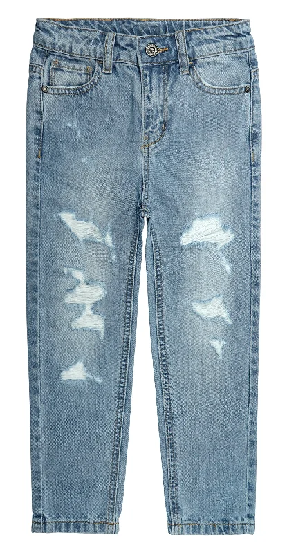 Carpenter Jeans for Function -Little Girls Elastic Band Ripped Holes Denim Pants Jeans