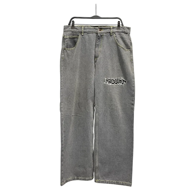 Frayed Hem Jeans for Edgy -Gosha Rubchinskiy/Straight Pants/XL/Denim/GRY/gosha grey patch jeans