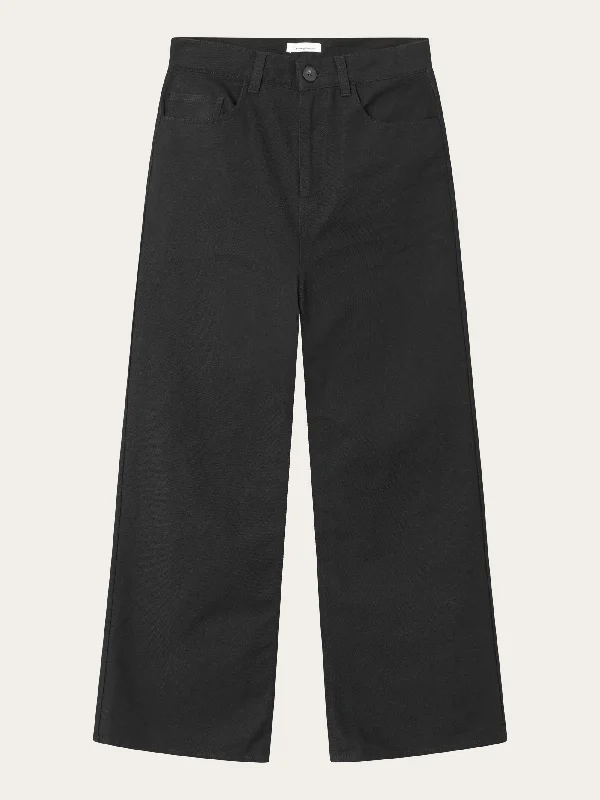 Quick-dry pants for active sports enthusiasts -GALE straight mid-rise canvas 5-pocket pants - Black Jet