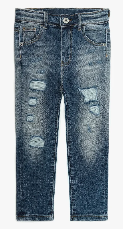 Boyfriend Jeans for Relaxed -Boys Elastic Band Ripped Soft Strechy Denim Pants Jeans