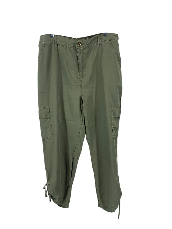 Luxury silk pants for glamorous evening wear -Pants Cargo & Utility By One 5 One In Green, Size: Xl