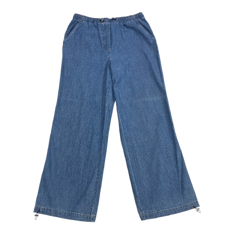 Casual twill pants for easygoing daily outfits -Pants Wide Leg By Nicole Miller In Blue Denim, Size: M