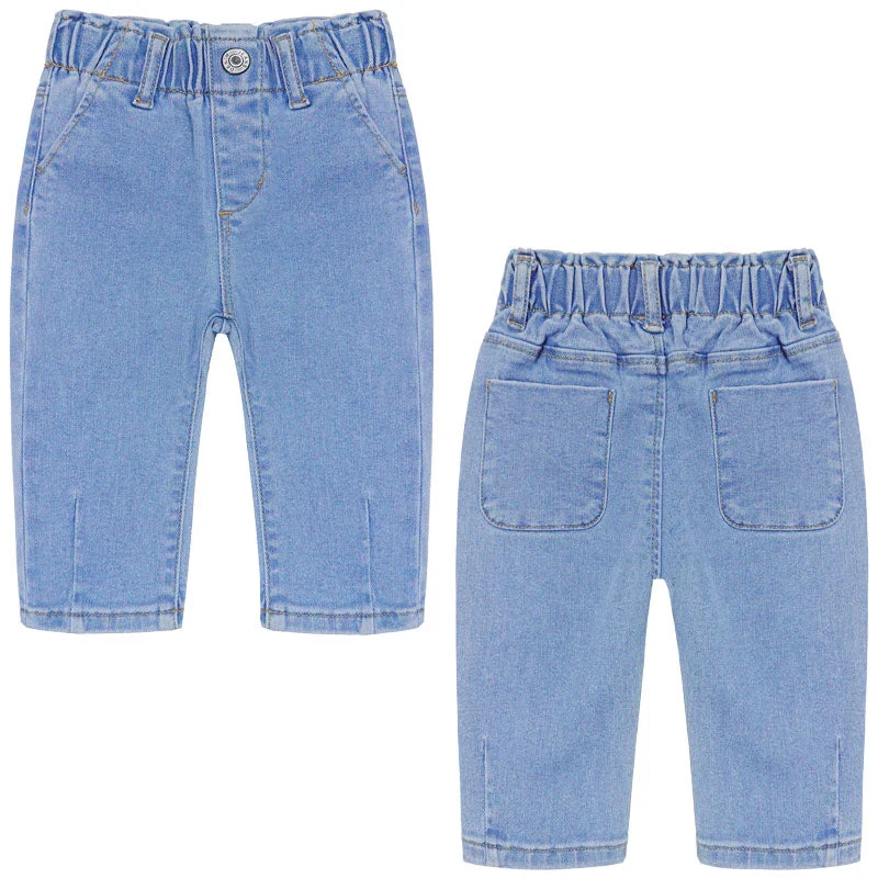 Painted Back Pocket Jeans for Artistic -Boy Jeans Soft Ripped Denim Elastic Band Pants