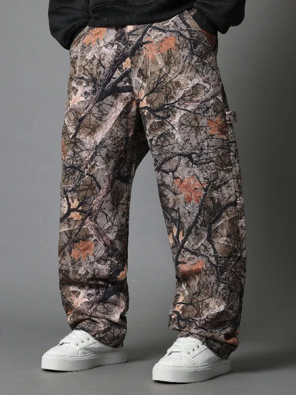 Boyfriend Jeans for Relaxed -Skater Fit All Over Printed Carpenter Pant