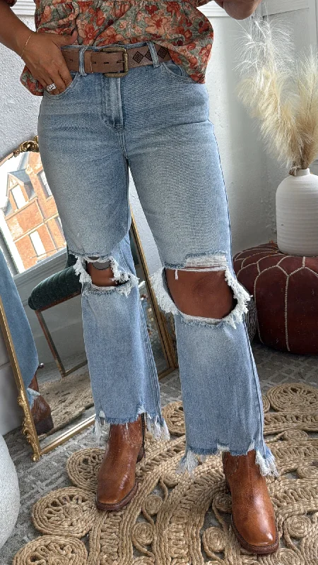 Flare Jeans for Retro Vibe -Stevie Straight Leg Jean, Light Wash RISEN