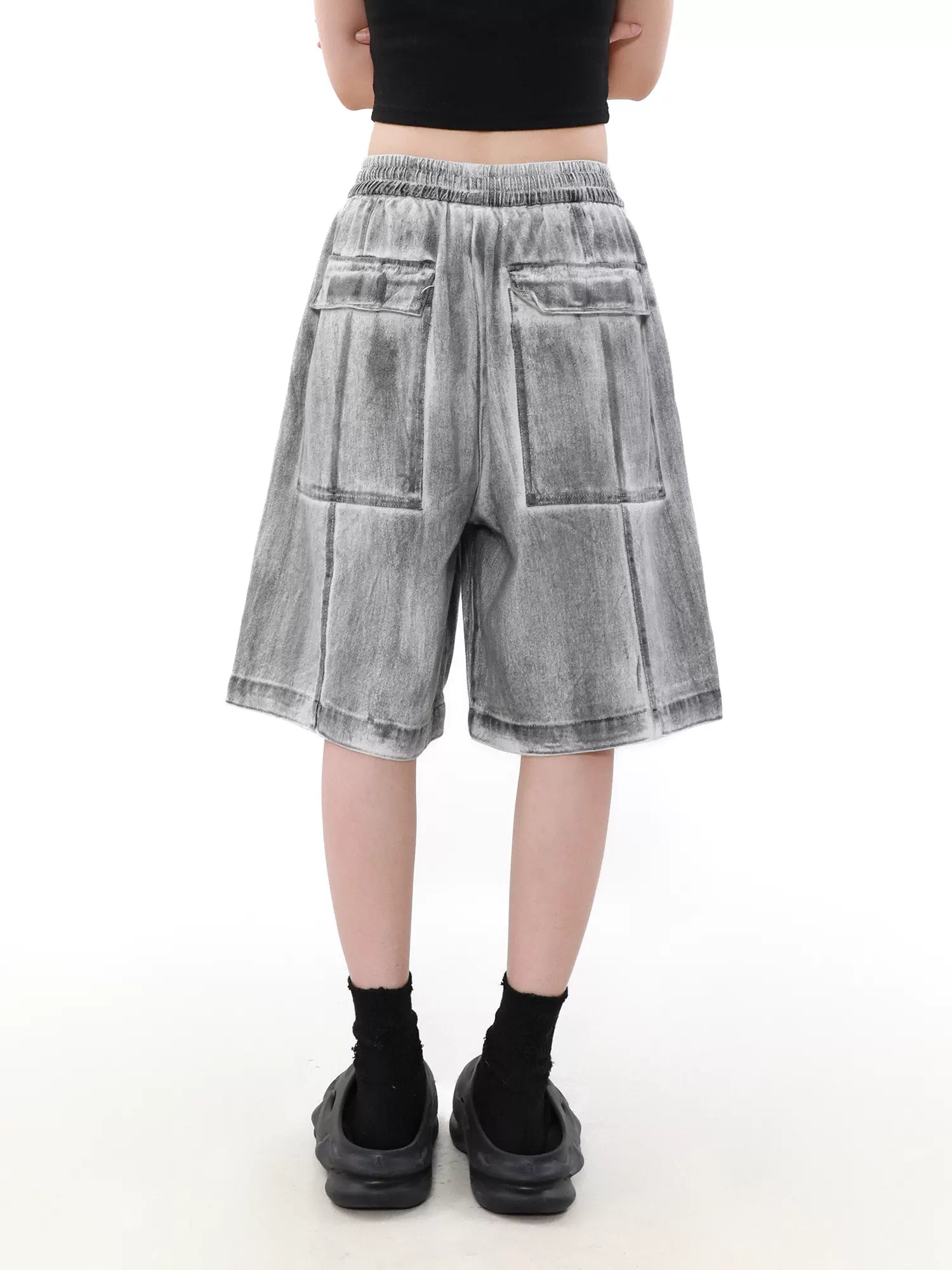 Trendy printed shorts for men with tropical patterns for a fun summer look-Charcoal Smudge Drawstring Shorts