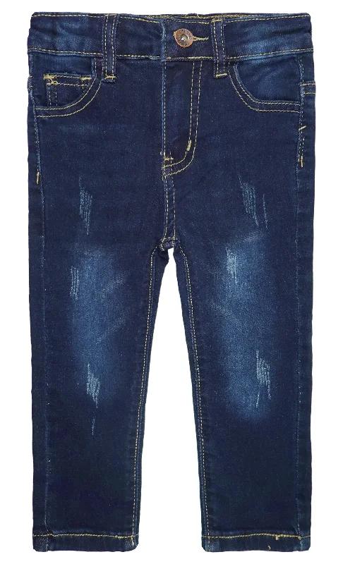 Christmas Jeans for Seasonal -Little Boys Elastic Band Inside Ripped Straight FitSoft Denim Slim Jeans