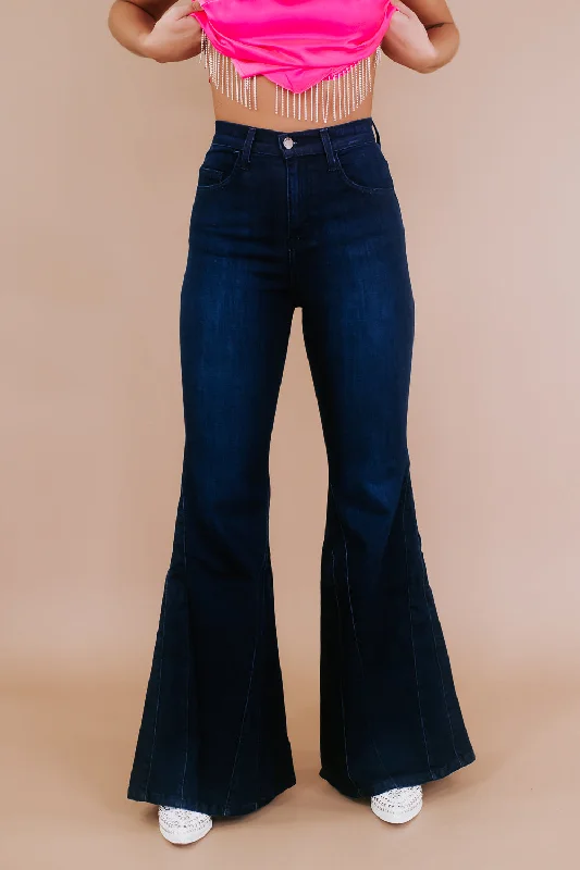 Wrap Skirt Jeans for Versatile -High Waisted Mermaid Flare Denim, Dark